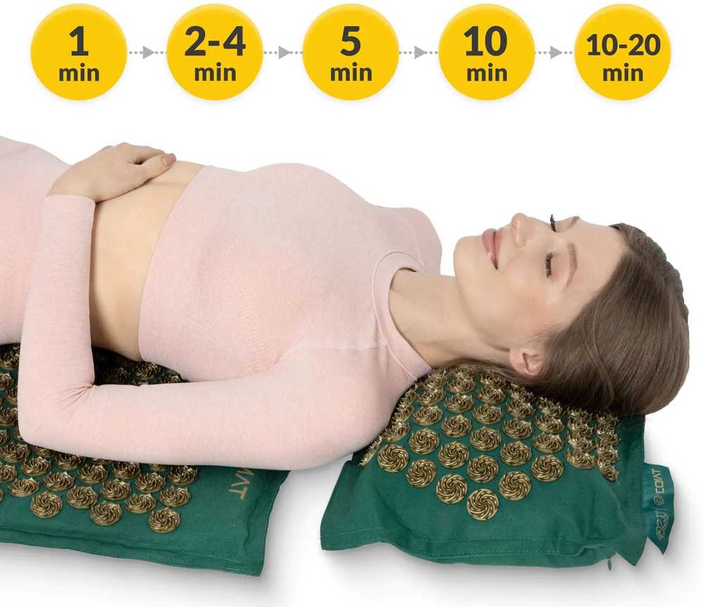 4Fizjo EKO akupresūros kilimėlis su pagalve, XL dydžio, žalias