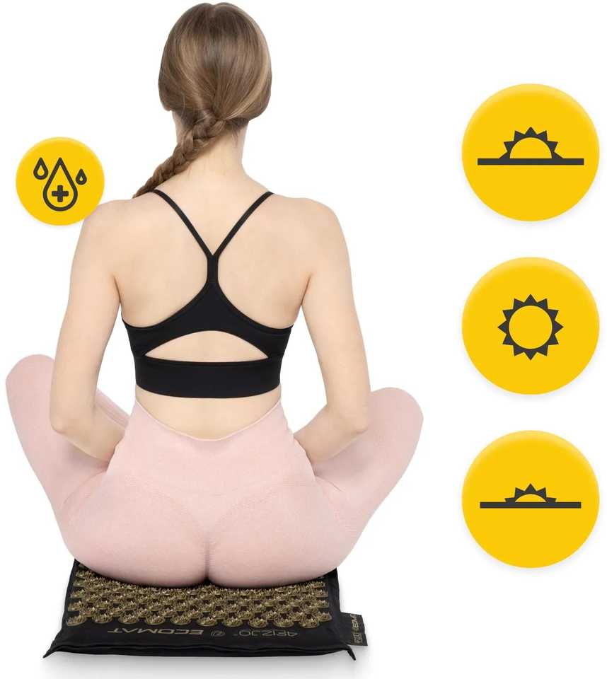 4Fizjo EKO akupresūros kilimėlis su pagalve, XL dydžio, juodas
