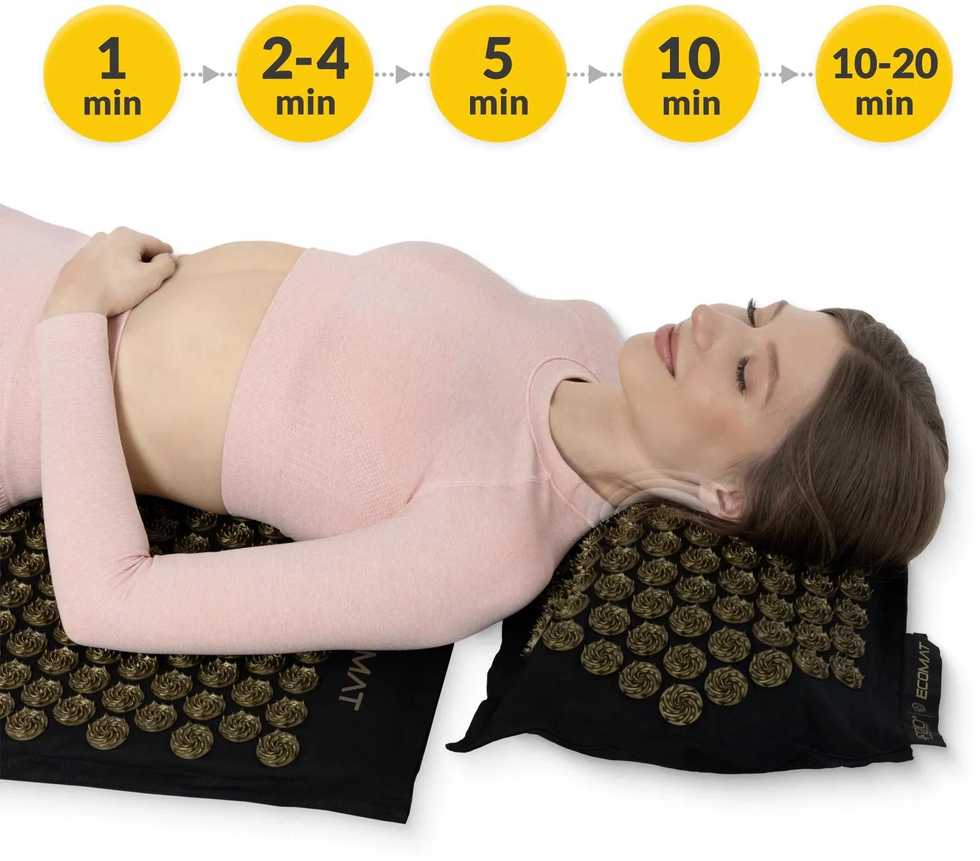 4Fizjo EKO akupresūros kilimėlis su pagalve, XL dydžio, juodas