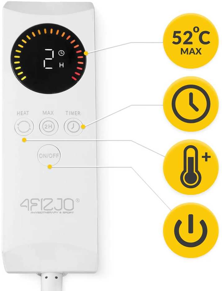 4Fizjo Pilka poliarinė vilnos elektrinė antklodė, šildomas pledas dviem žmonėms, reguliuojama temperatūra, laikmačio funkcija
