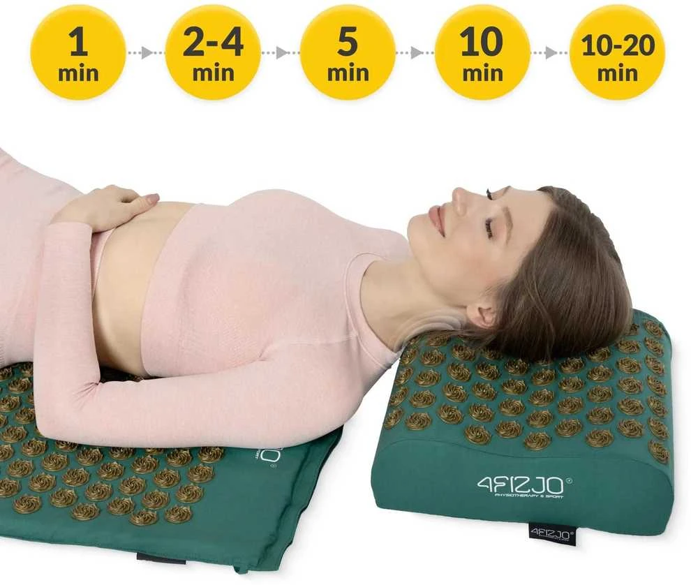 4Fizjo ERGO akupresūros kilimėlis su pagalve, XL dydžio, žalias