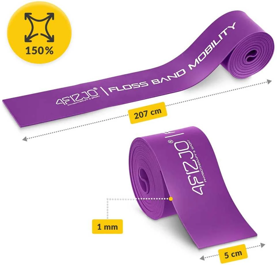4Fizjo FLOSS BAND 1 mm violetinė reabilitacinė mankštos juosta