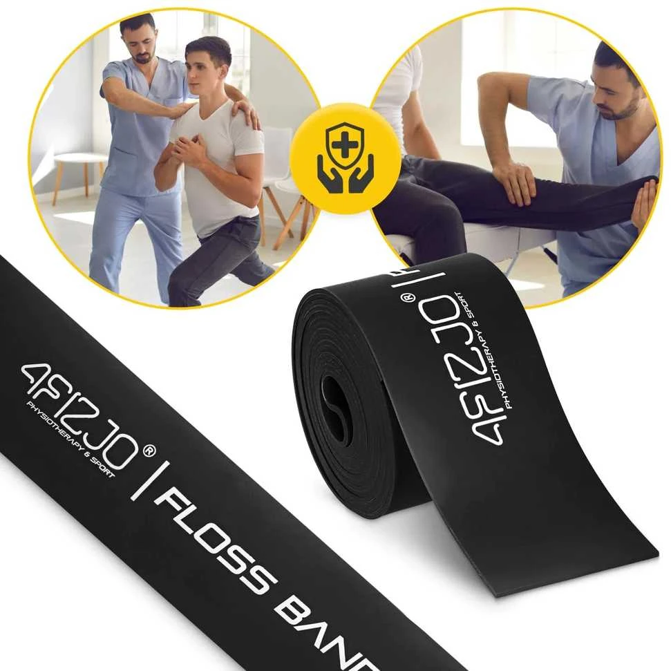 4Fizjo FLOSS BAND 1,5 mm juoda reabilitacinė mankštos juosta