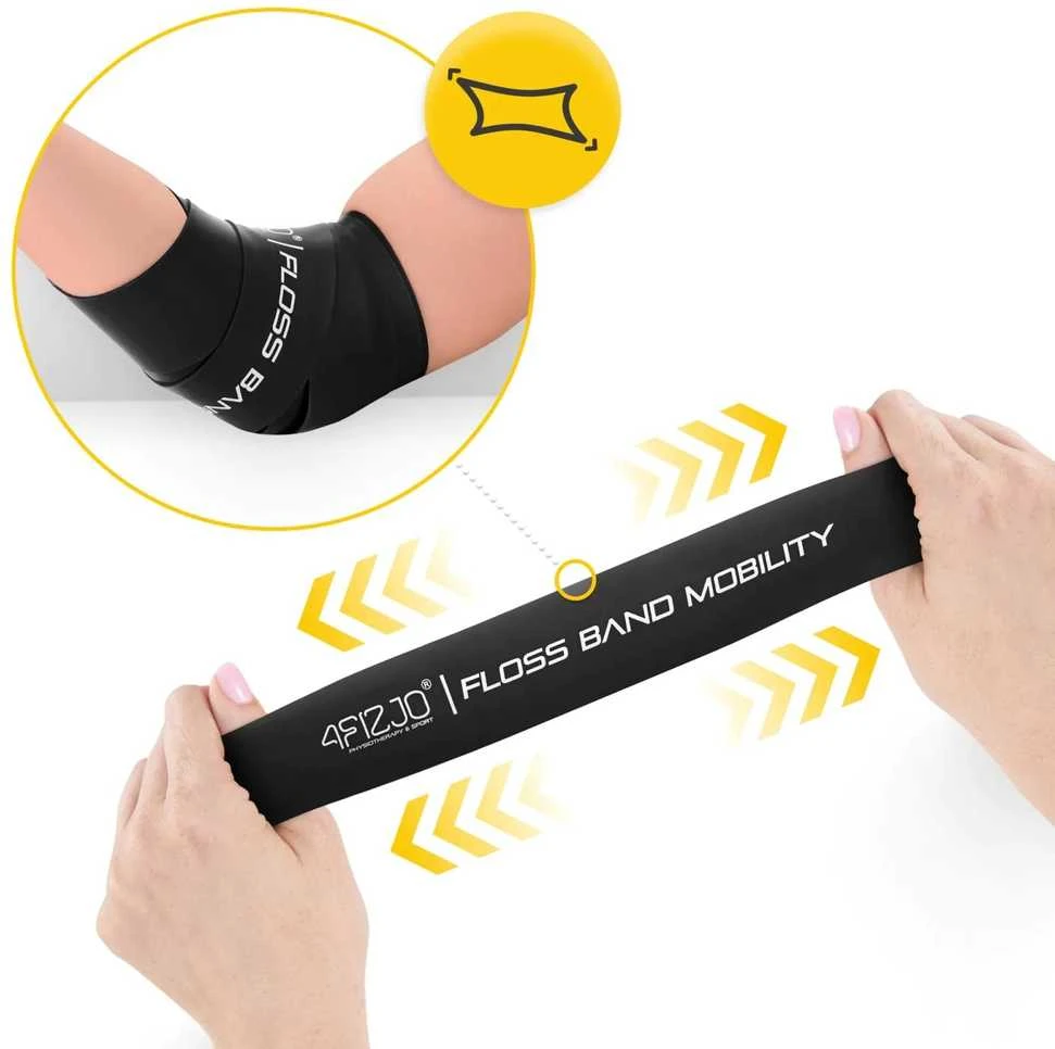 4Fizjo FLOSS BAND 1,5 mm juoda reabilitacinė mankštos juosta