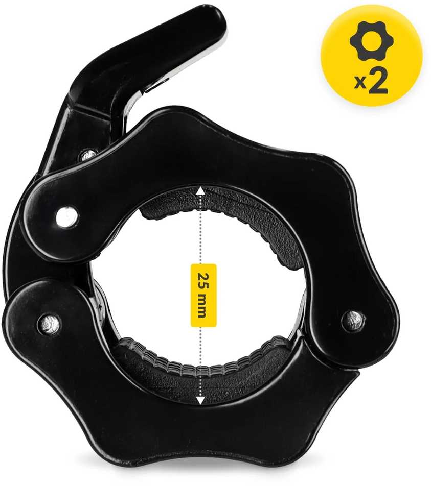 4Fizjo Greito atleidimo QR spaustukai 25 mm strypams, 2 vnt. - juodi