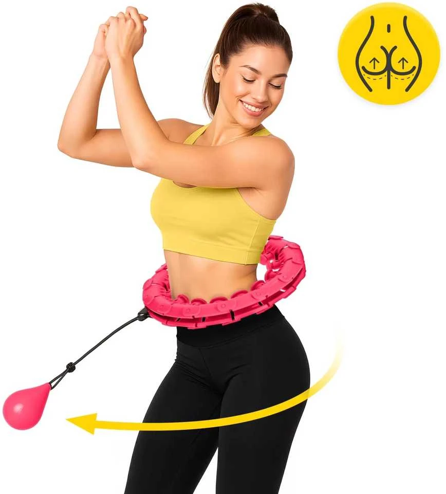 4Fizjo Hula Hoop su svarmenimis ir masažu, rožinis