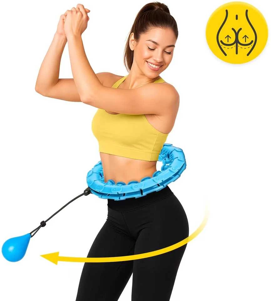4Fizjo Hula Hoop su svarmenimis ir masažu, mėlynas