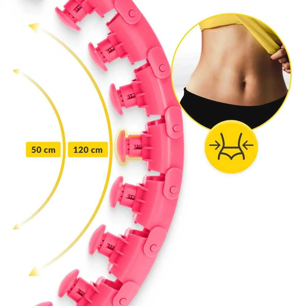 4Fizjo Hula Hoop su svarmenimis ir masažu, rožinis