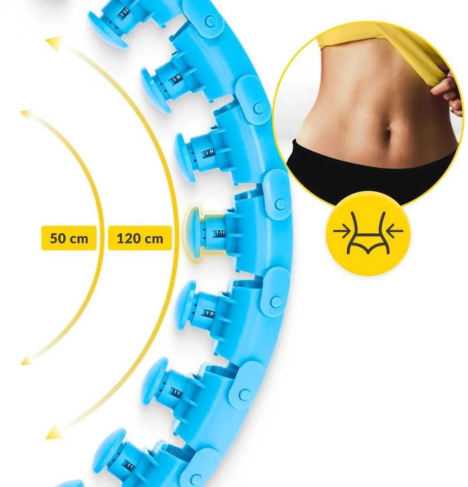 4Fizjo Hula Hoop su svarmenimis ir masažu, mėlynas