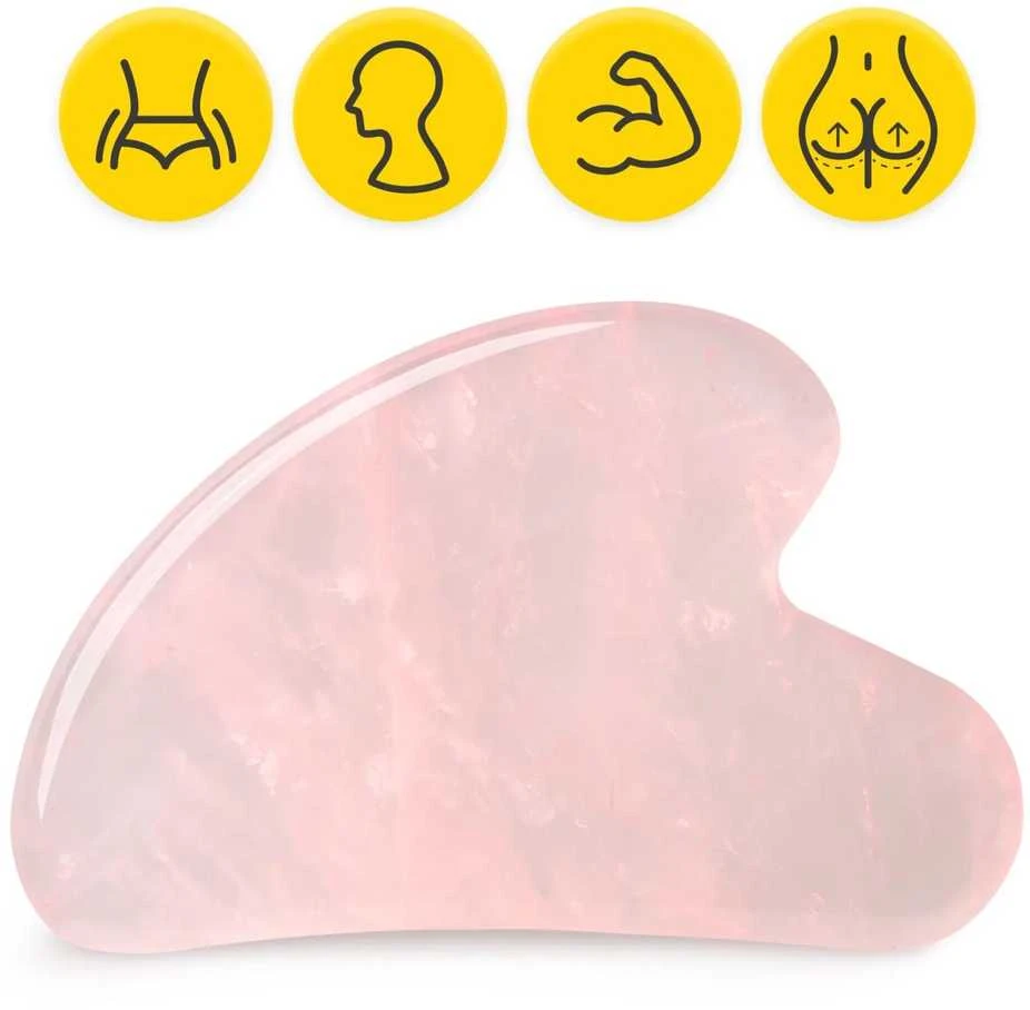 4Fizjo Klasikinis Gua Sha akmuo, pagamintas iš natūralaus rožinio kvarco