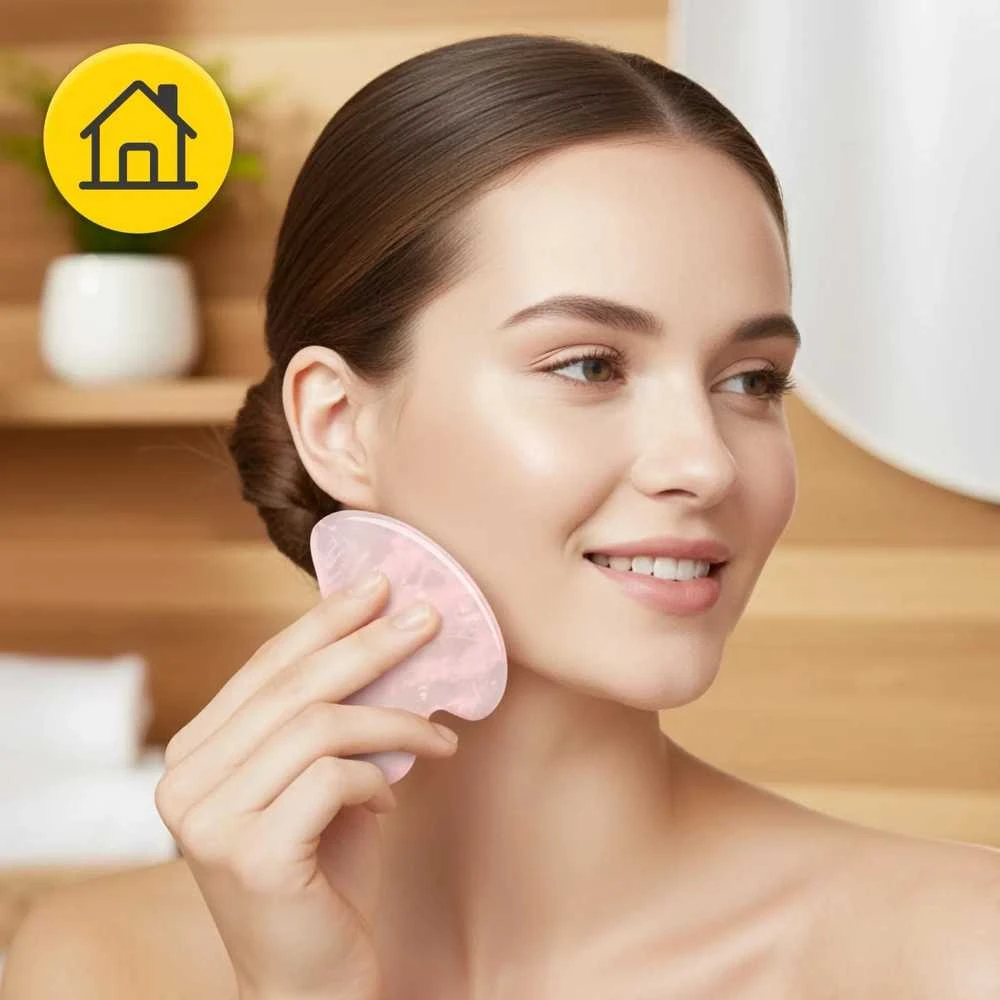 4Fizjo Klasikinis Gua Sha akmuo, pagamintas iš natūralaus rožinio kvarco