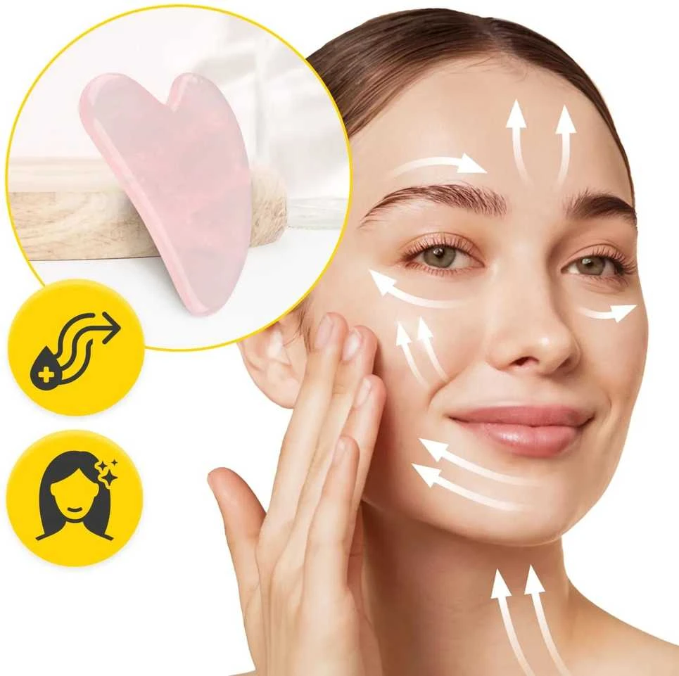 4Fizjo Klasikinis Gua Sha akmuo, pagamintas iš natūralaus rožinio kvarco