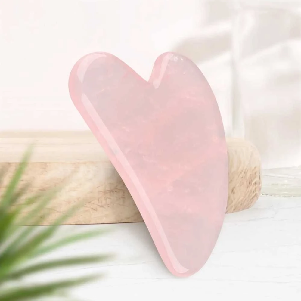 4Fizjo Klasikinis Gua Sha akmuo, pagamintas iš natūralaus rožinio kvarco