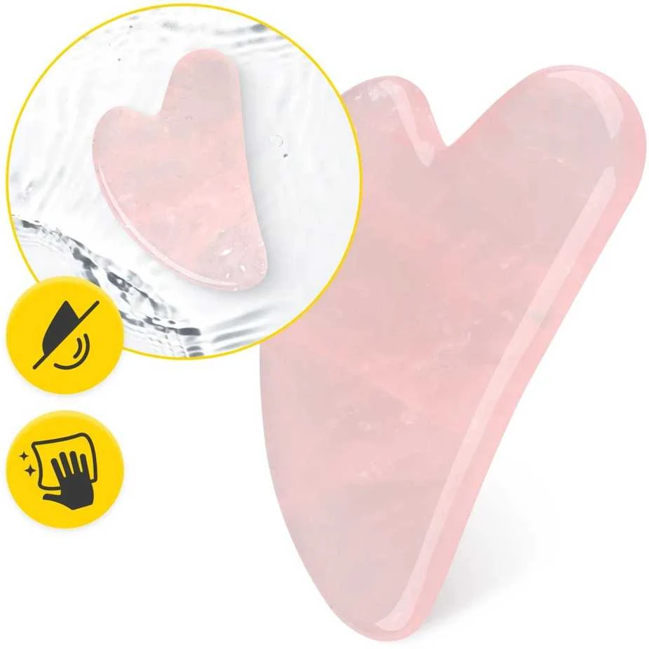 4Fizjo Klasikinis Gua Sha akmuo, pagamintas iš natūralaus rožinio kvarco