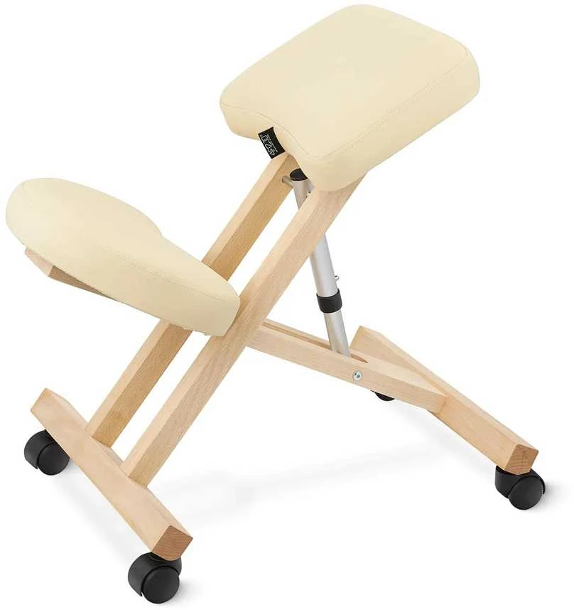 4Fizjo Smėlio spalvos klūpima kėdė, namų biurui, ergonominė laikysenos atrama, reguliuojamo aukščio klūpima kėdė, patogi darbo kėdė