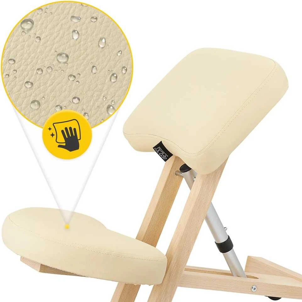 4Fizjo Smėlio spalvos klūpima kėdė, namų biurui, ergonominė laikysenos atrama, reguliuojamo aukščio klūpima kėdė, patogi darbo kėdė