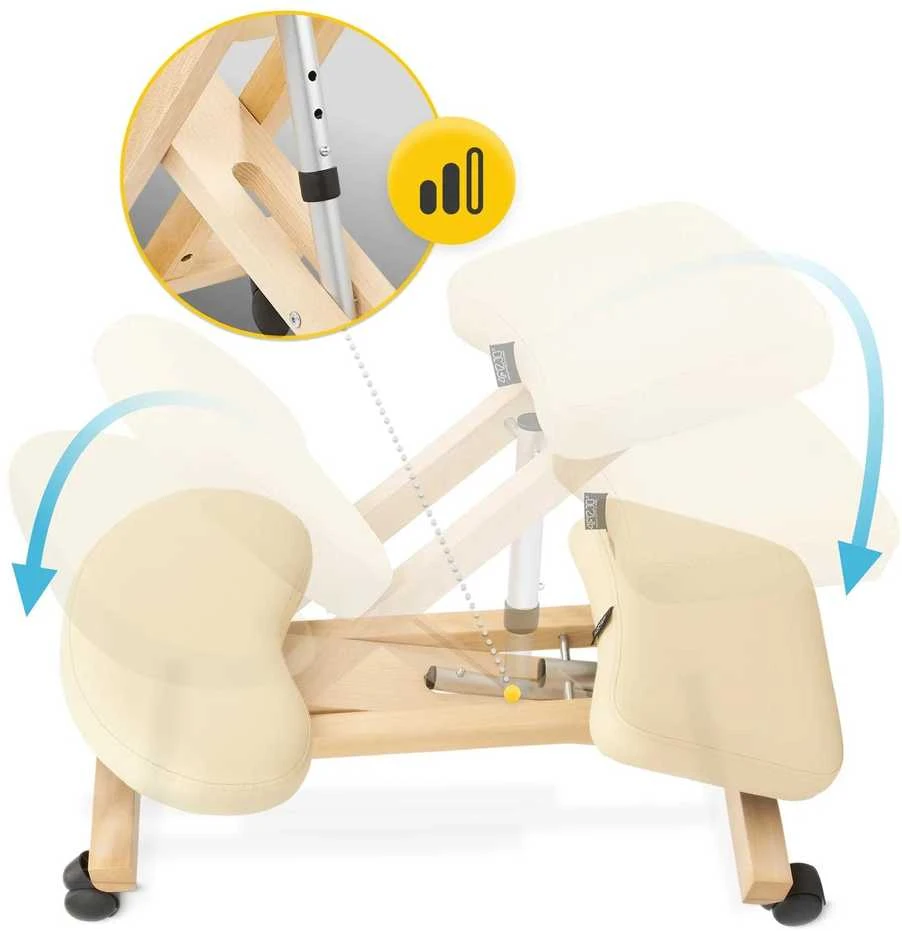4Fizjo Smėlio spalvos klūpima kėdė, namų biurui, ergonominė laikysenos atrama, reguliuojamo aukščio klūpima kėdė, patogi darbo kėdė