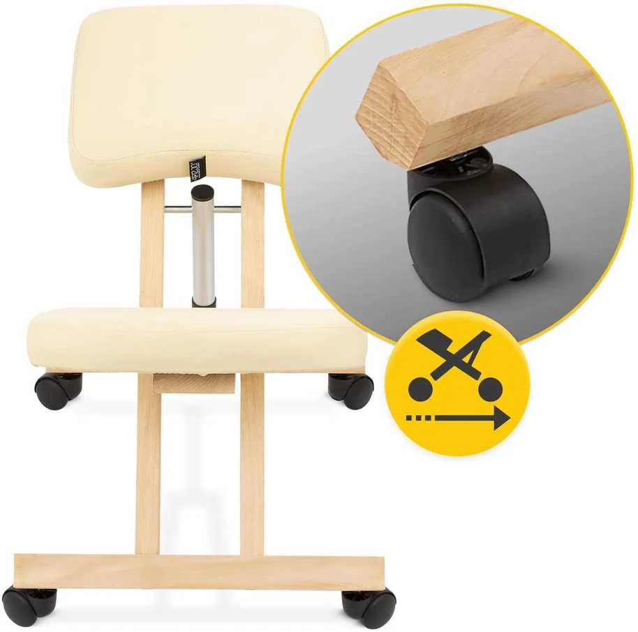 4Fizjo Smėlio spalvos klūpima kėdė, namų biurui, ergonominė laikysenos atrama, reguliuojamo aukščio klūpima kėdė, patogi darbo kėdė