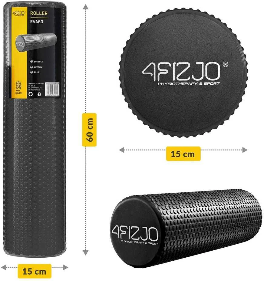 4Fizjo Masažinis volelis su gumbeliais CARE+ 60 cm, juodas