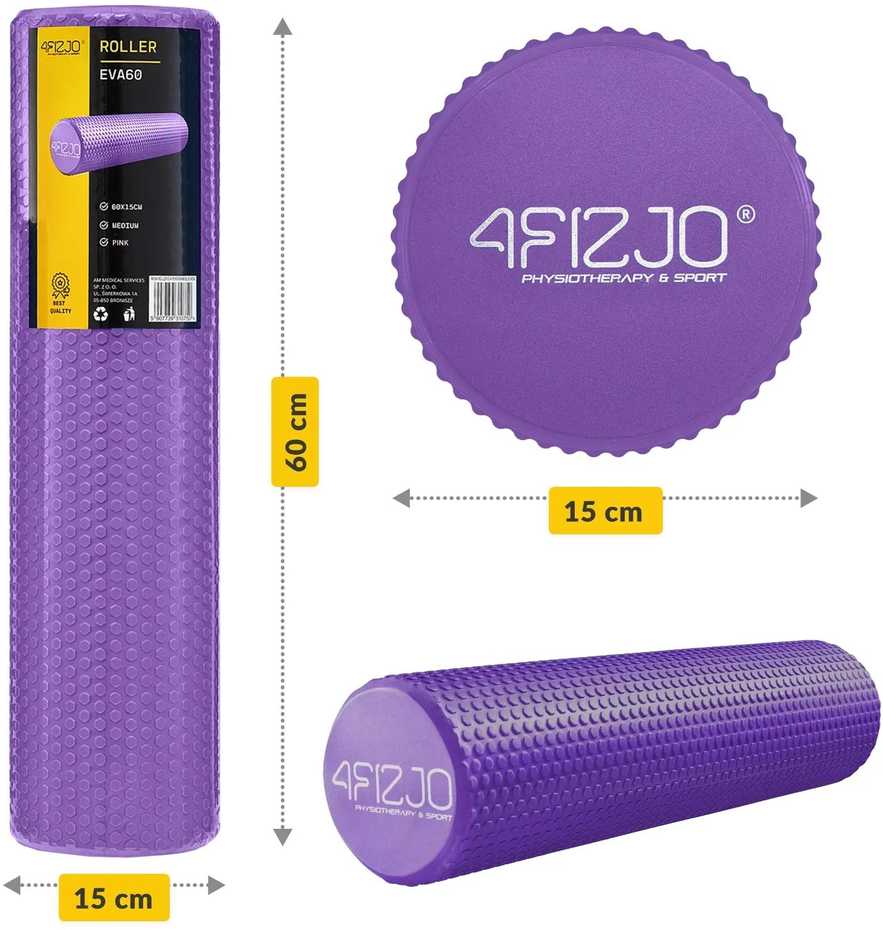4Fizjo Masažinis volelis su gumbeliais CARE+ 60 cm violetinis