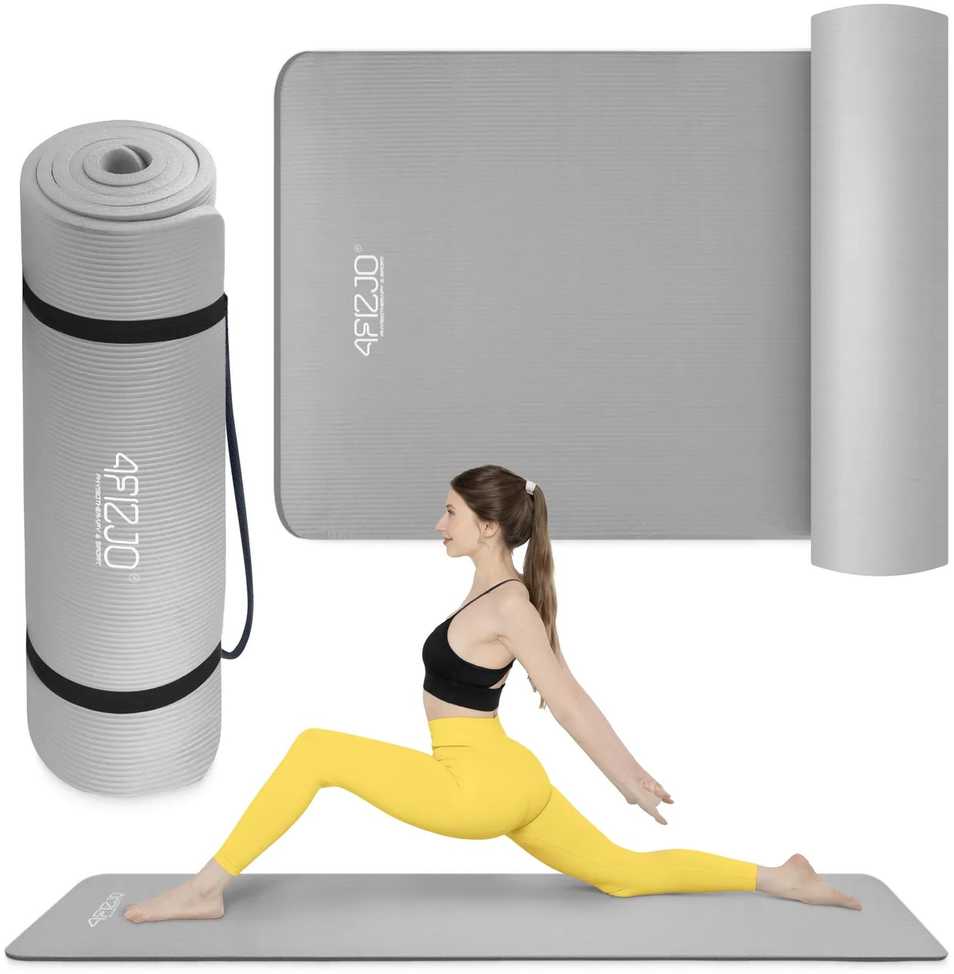 4Fizjo NBR jogos ir fitneso kilimėlis, 180 × 60 × 1,5 cm, pilkas