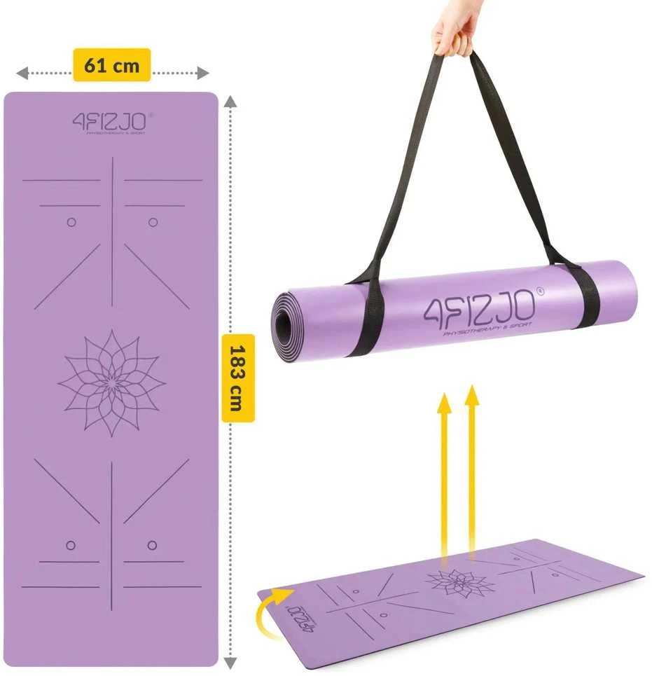 4Fizjo Neslystantis jogos ir mankštos kilimėlis, 4 mm, violetinis