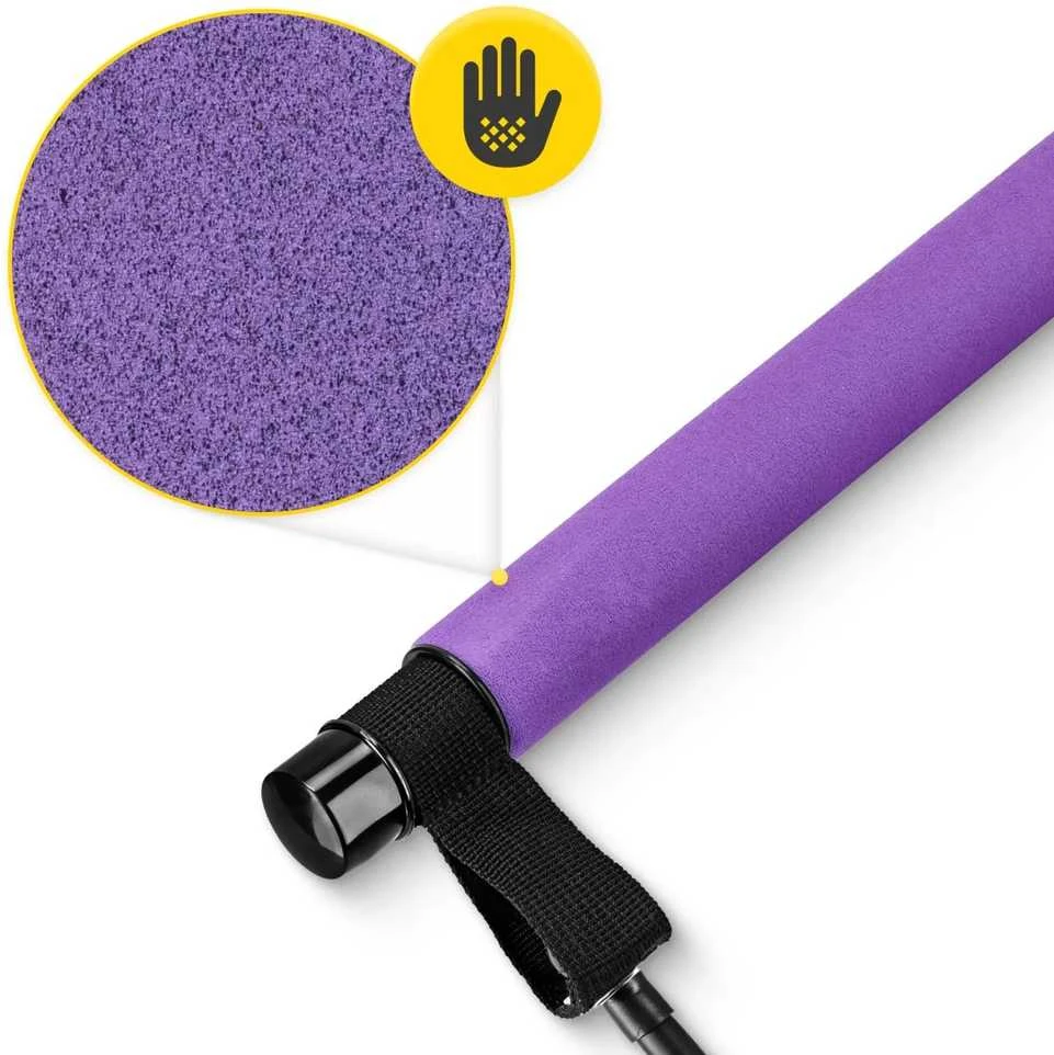 4Fizjo Pilateso treniruočių strypas su plėtikliais, violetinis