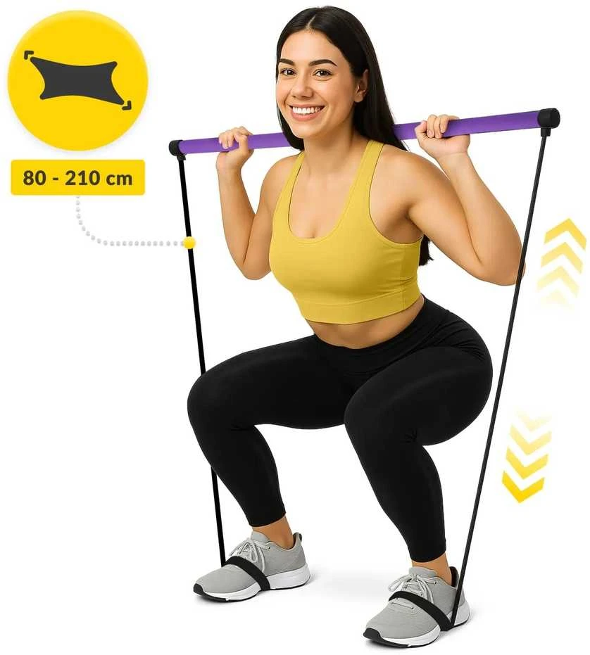 4Fizjo Pilateso treniruočių strypas su plėtikliais, violetinis