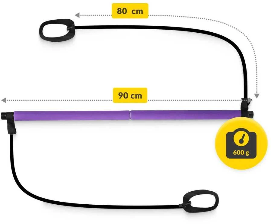 4Fizjo Pilateso treniruočių strypas su plėtikliais, violetinis