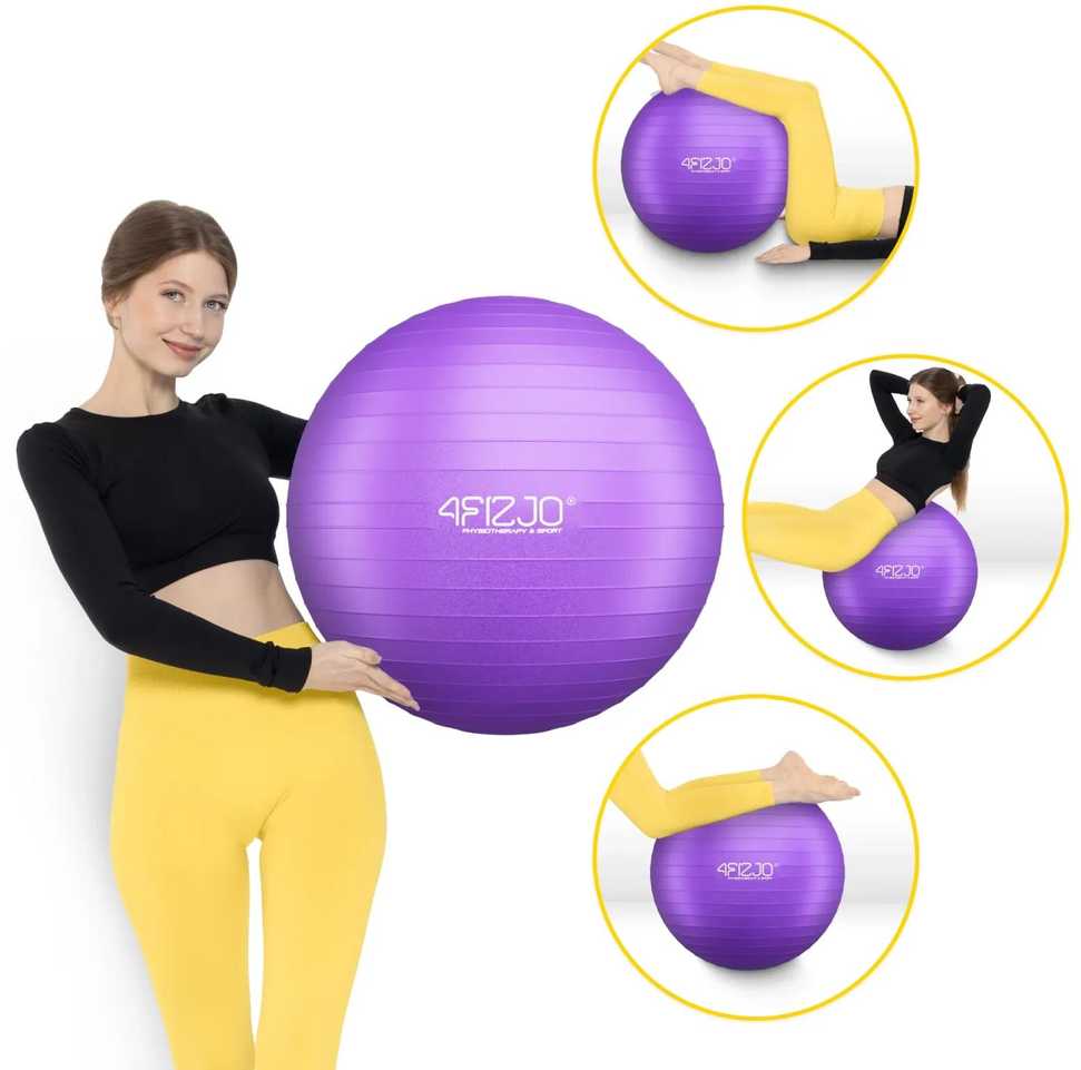 4Fizjo Pripučiamas gimnastikos kamuolys 65 cm violetinis