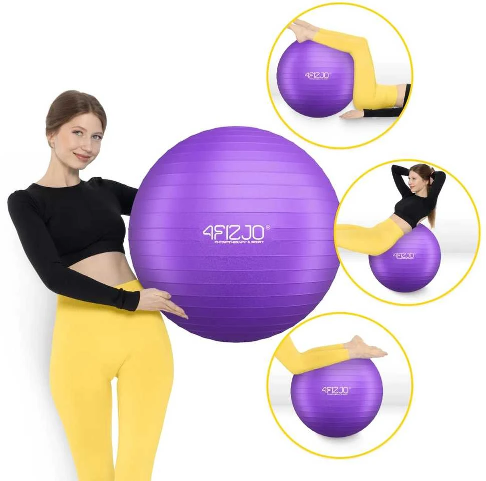 4Fizjo Pripučiamas gimnastikos kamuolys 75 cm violetinis