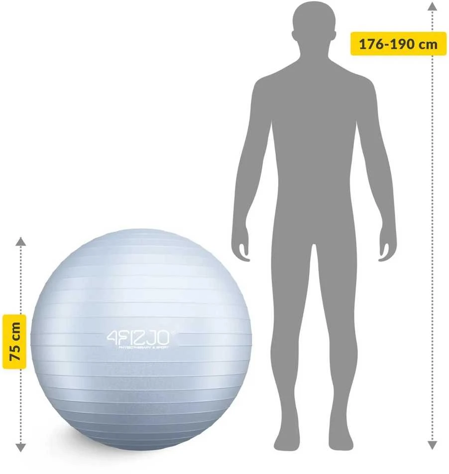 4Fizjo Pripučiamas gimnastikos kamuolys, 85 cm, pilkas