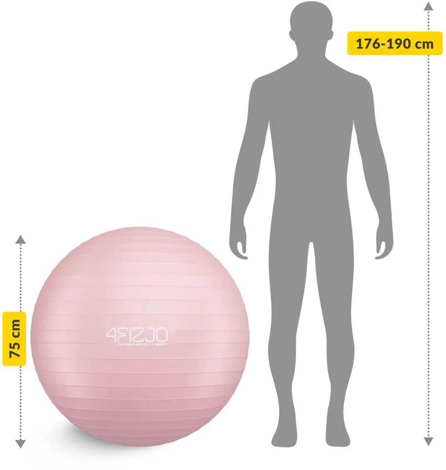 4Fizjo Pripučiamas gimnastikos kamuolys, 85 cm, rožinis