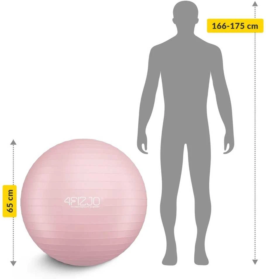 4Fizjo Pripučiamas gimnastikos kamuolys 75 cm, rožinis