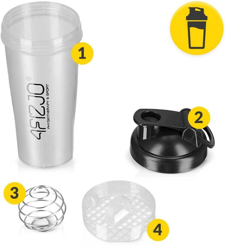 4Fizjo PRO sportinis maisto papildų plaktuvas su tinkleliu 650 ml