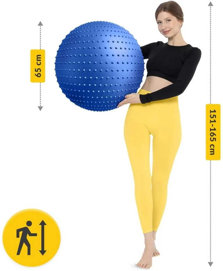 4Fizjo Reabilitacijos kamuolys su dygliais, 65 cm, mėlynas