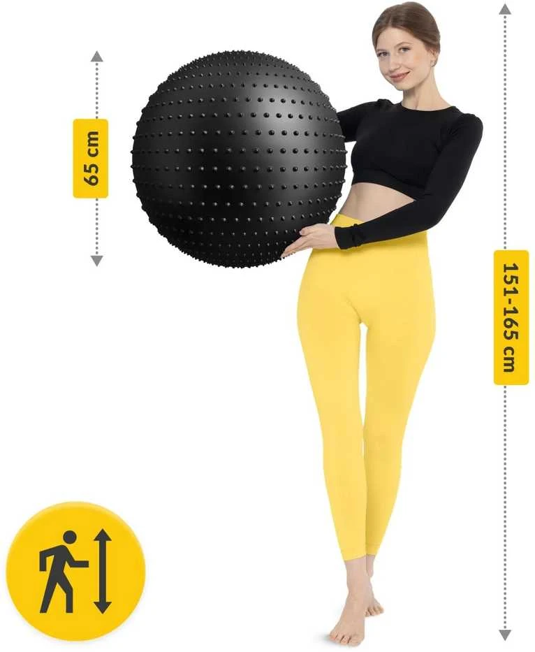 4Fizjo Reabilitacijos kamuolys su dygliais, 65 cm, juodas