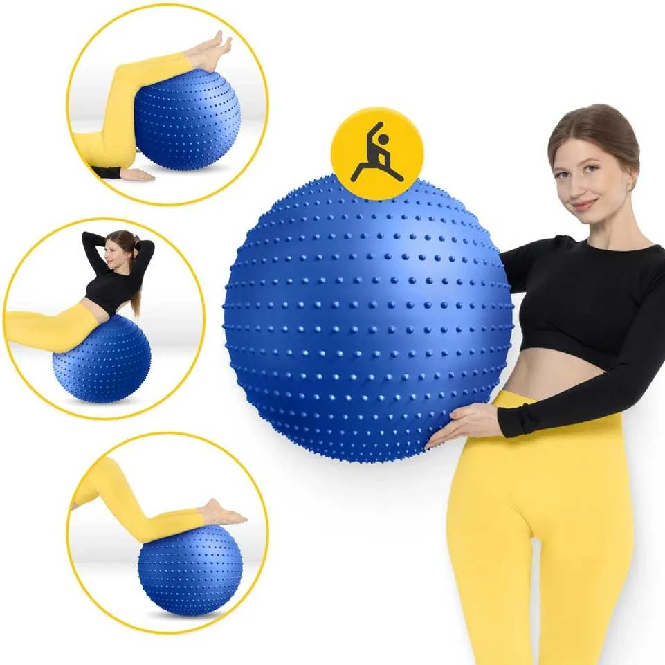 4Fizjo Reabilitacijos kamuolys su dygliais, 65 cm, mėlynas