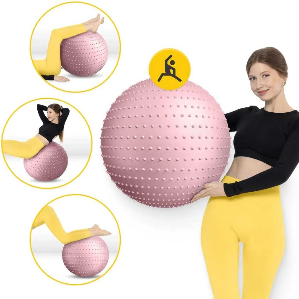 4Fizjo Reabilitacijos kamuolys su dygliais, 65 cm, rožinis