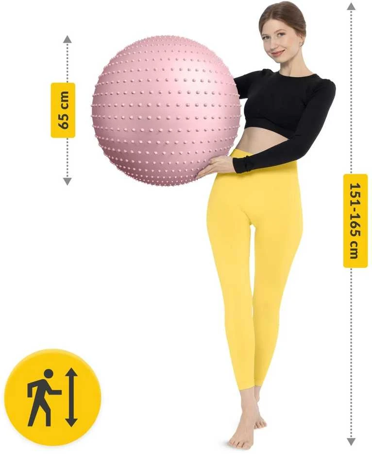4Fizjo Reabilitacijos kamuolys su dygliais, 65 cm, rožinis