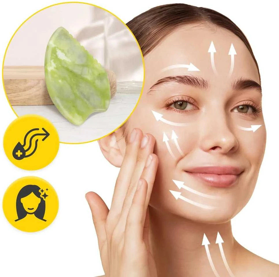 4Fizjo Rievotas Gua Sha akmuo, pagamintas iš natūralaus žalio nefrito