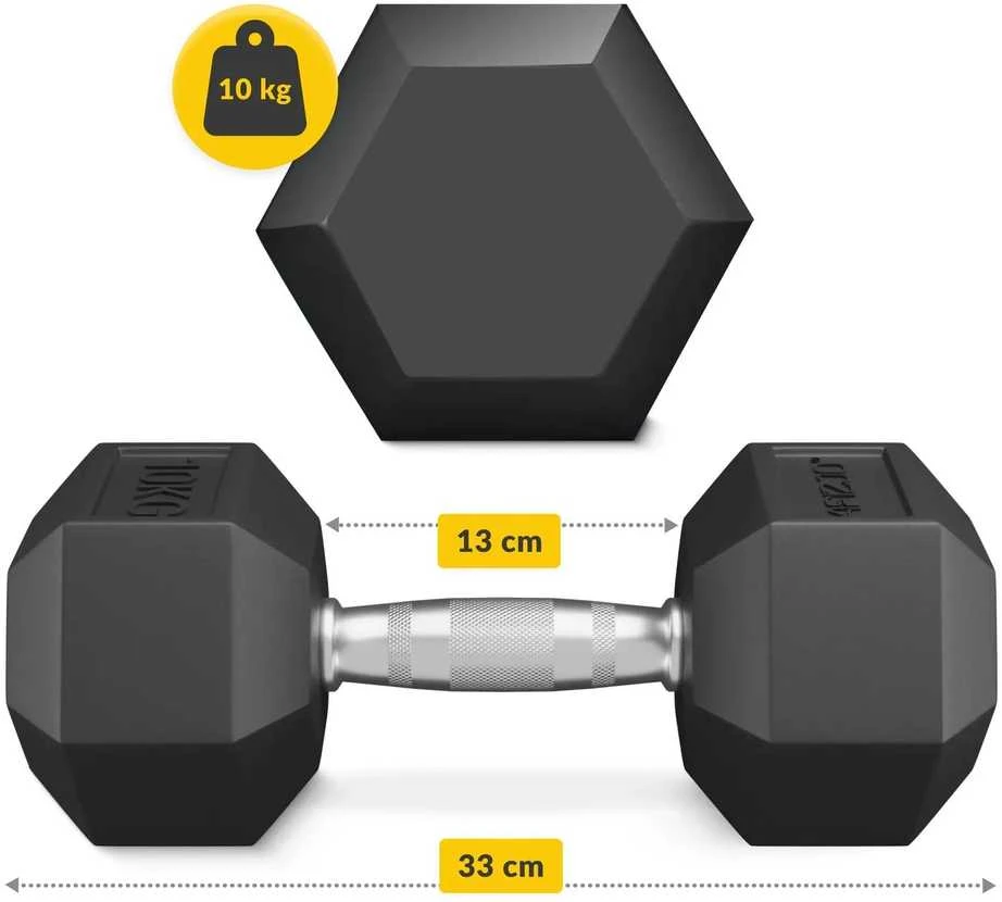 4Fizjo Šešiakampis plieno hantelis 1 x 10 kg