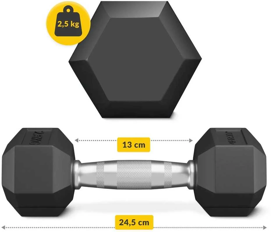 4Fizjo Šešiakampis plieno hantelis 1 x 2,5kg