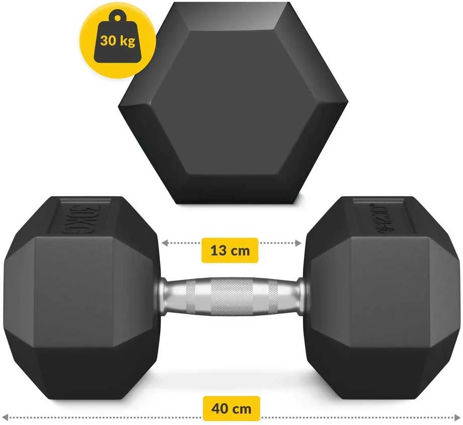 4Fizjo Šešiakampis plieno hantelis 1 x 30 kg
