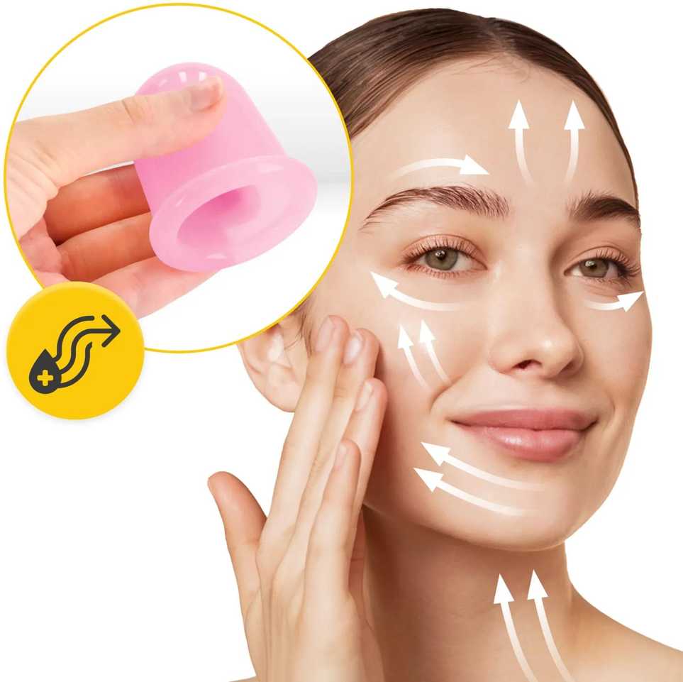 4Fizjo Silikoniniai kiniški puodeliai 5 vnt. FACE+ rožiniai