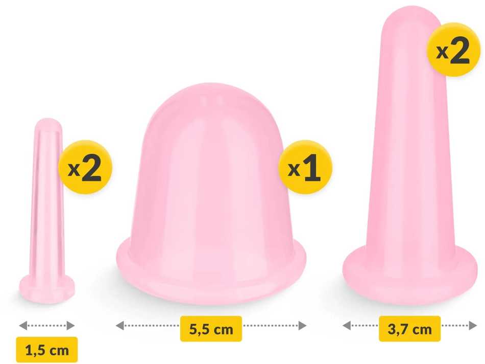 4Fizjo Silikoniniai kiniški puodeliai 5 vnt. FACE+ rožiniai
