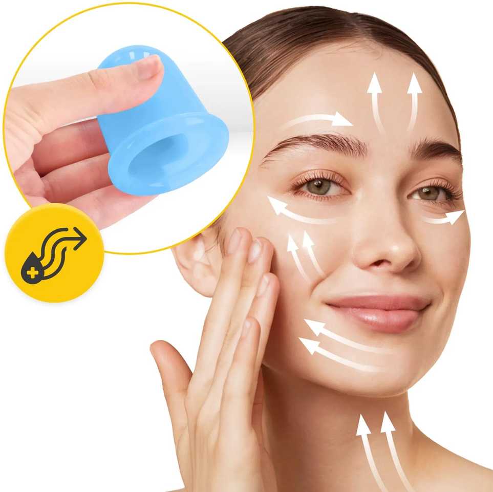 4Fizjo Silikoniniai kiniški puodeliai 5 vnt. FACE+ mėlyni