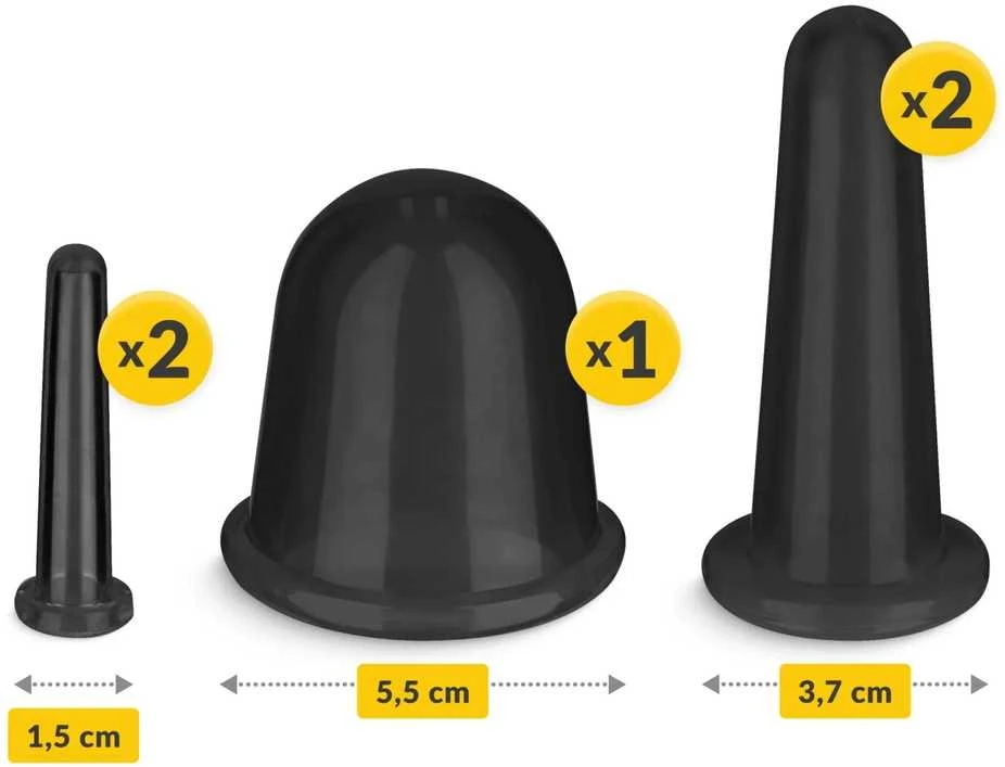 4Fizjo Silikoniniai kiniški puodeliai 5 vnt. FACE+ juodi