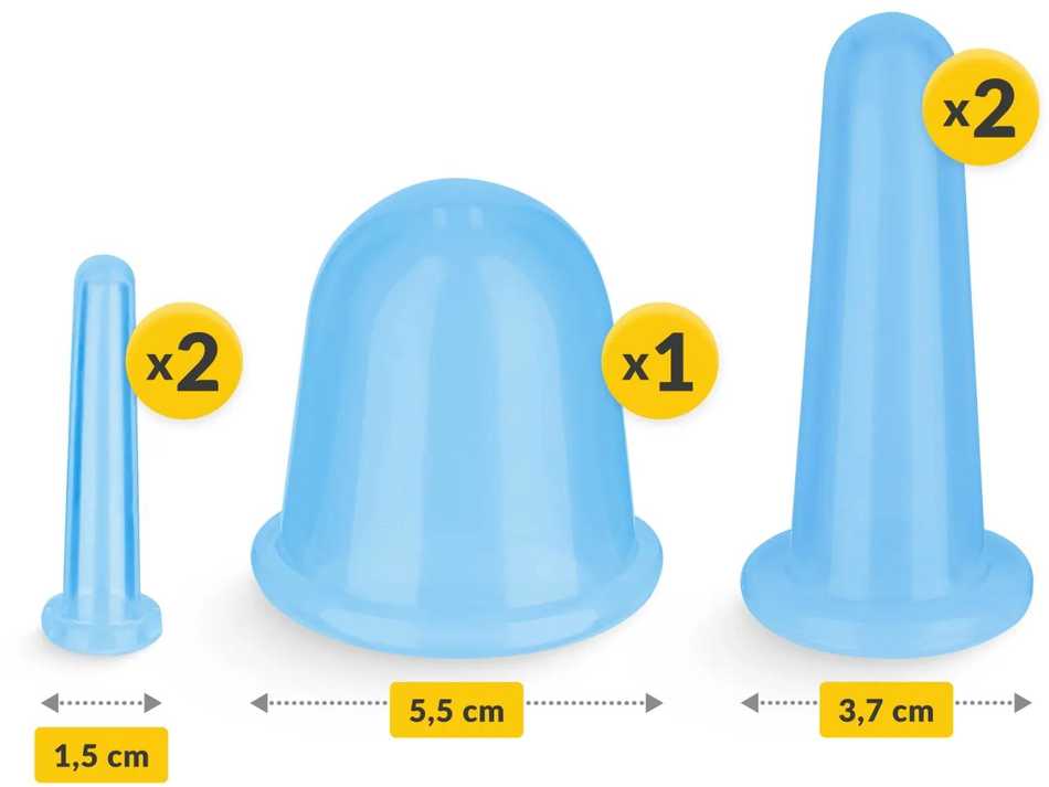 4Fizjo Silikoniniai kiniški puodeliai 5 vnt. FACE+ mėlyni