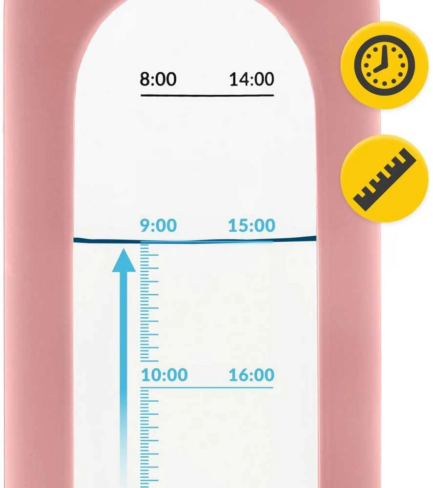 4Fizjo Stiklinis vandens butelis 1 l, rožinis